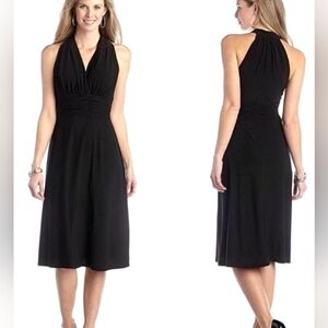 Evan Picone Black Halter Dress With Ruffle Waist